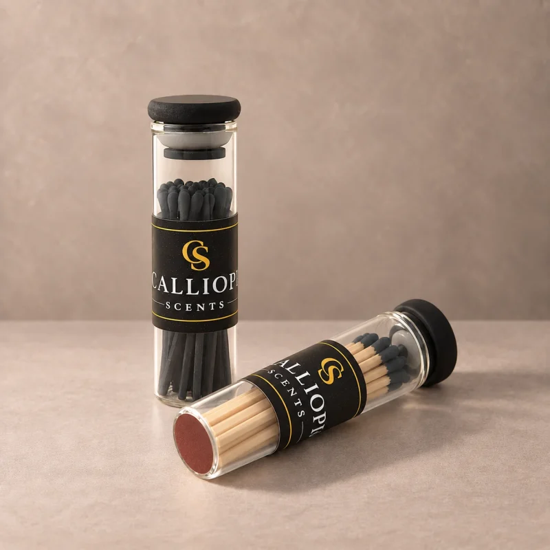 Σπίρτα Calliopi Scents δύο φυαλίδια με μαύρα και ξύλινα σπίρτα