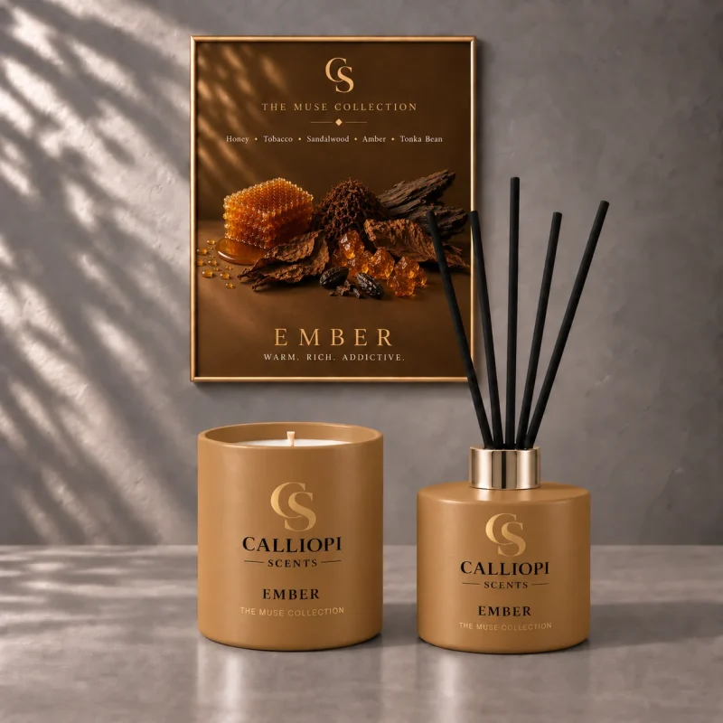 Muse Duo Ember Duo αρωματικό κερί και reed diffuser Calliopi Scents